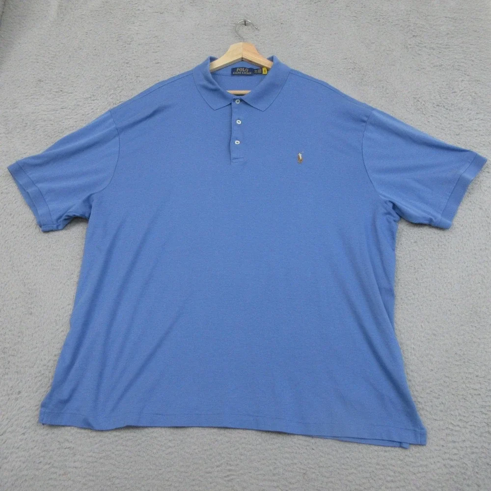 Polo Ralph Lauren Polo Shirt Mens 2XB Big Tall Blue Classic Cotton Flesh Pony